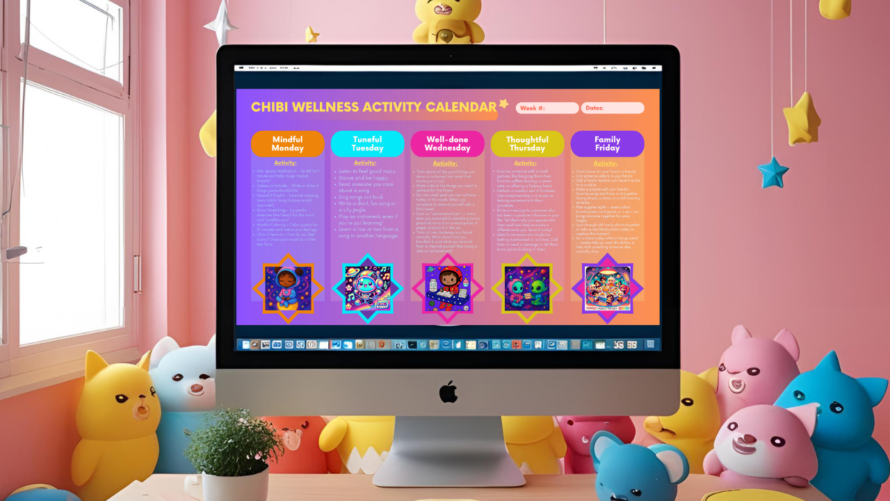 Chibi Wellness Activity Calendar ✨🎀
