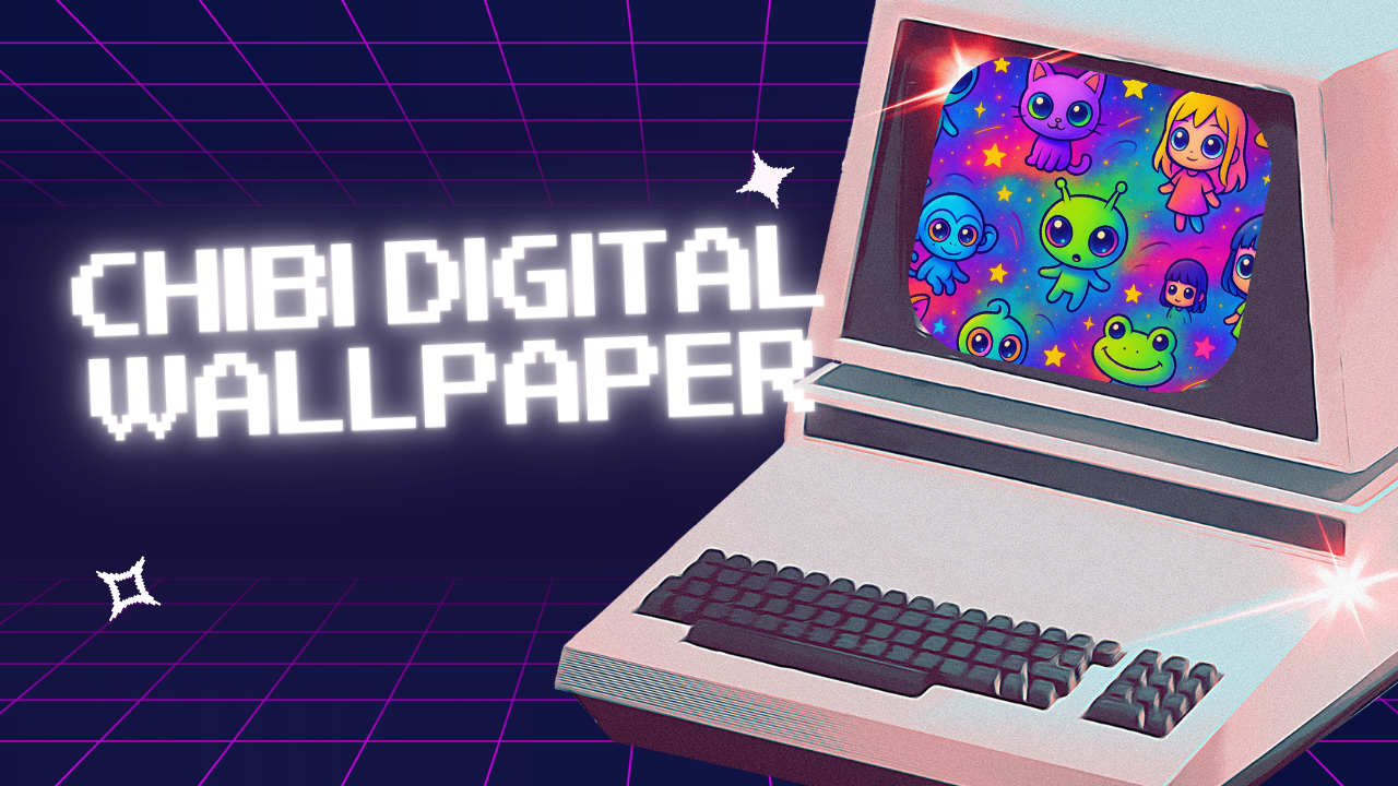 Chibi Galaxy Dreams – Digital Wallpaper ✨🌌